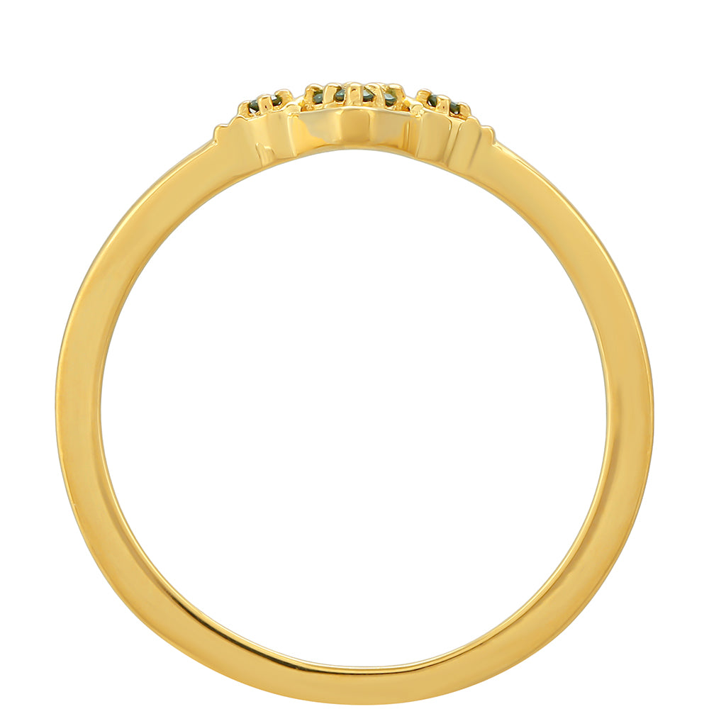 Inel din Argint 925 Placat cu Aur ( 1.17 grame ) cu Diamant Verde 0.08 Carate