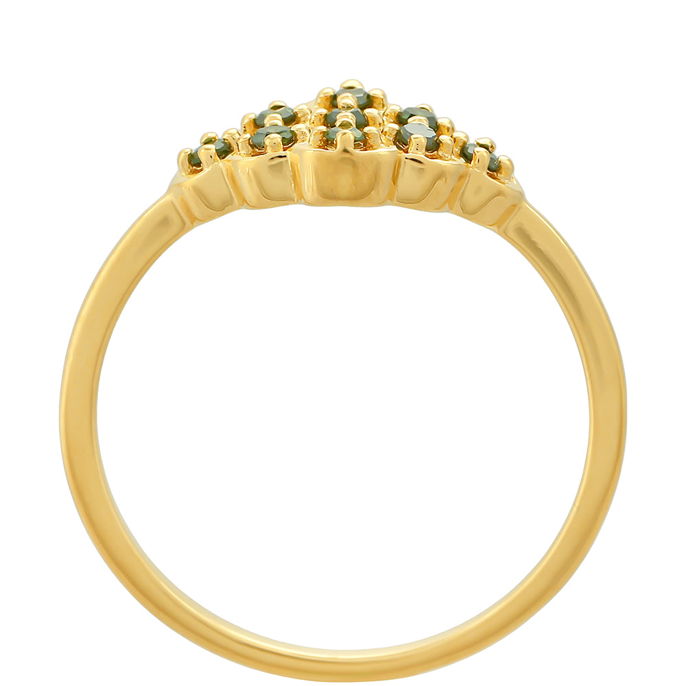 Inel din Argint 925 Placat cu Aur ( 1.47 grame ) cu Diamant Verde 0.13 Carate