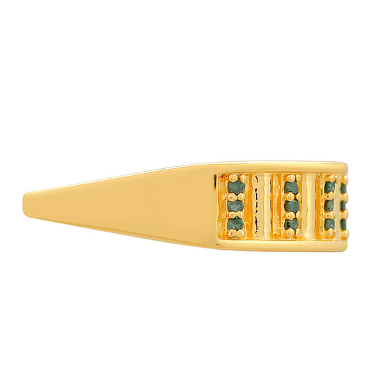 Inel din Argint 925 Placat cu Aur ( 2.05 grame ) cu Diamant Verde 0.09 Carate