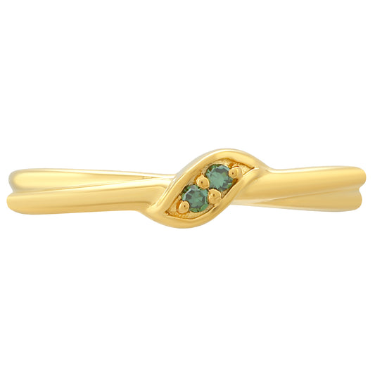Inel din Argint 925 Placat cu Aur ( 2.22 grame ) cu Diamant Verde 0.03 Carate