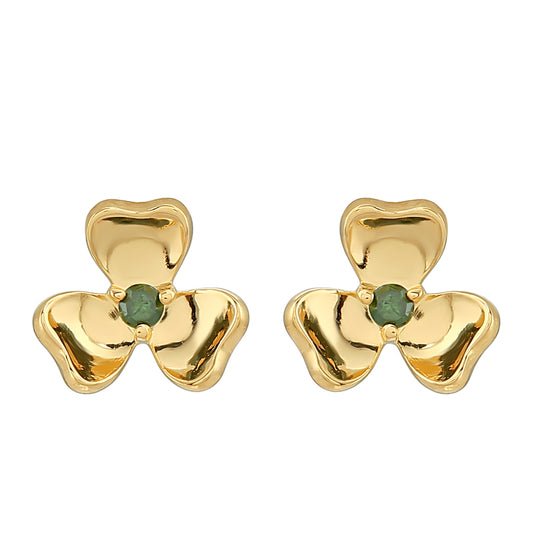 Cercei din Argint 925 Placat cu Aur ( 0.96 grame ) cu Diamant Verde 0.03 Carate
