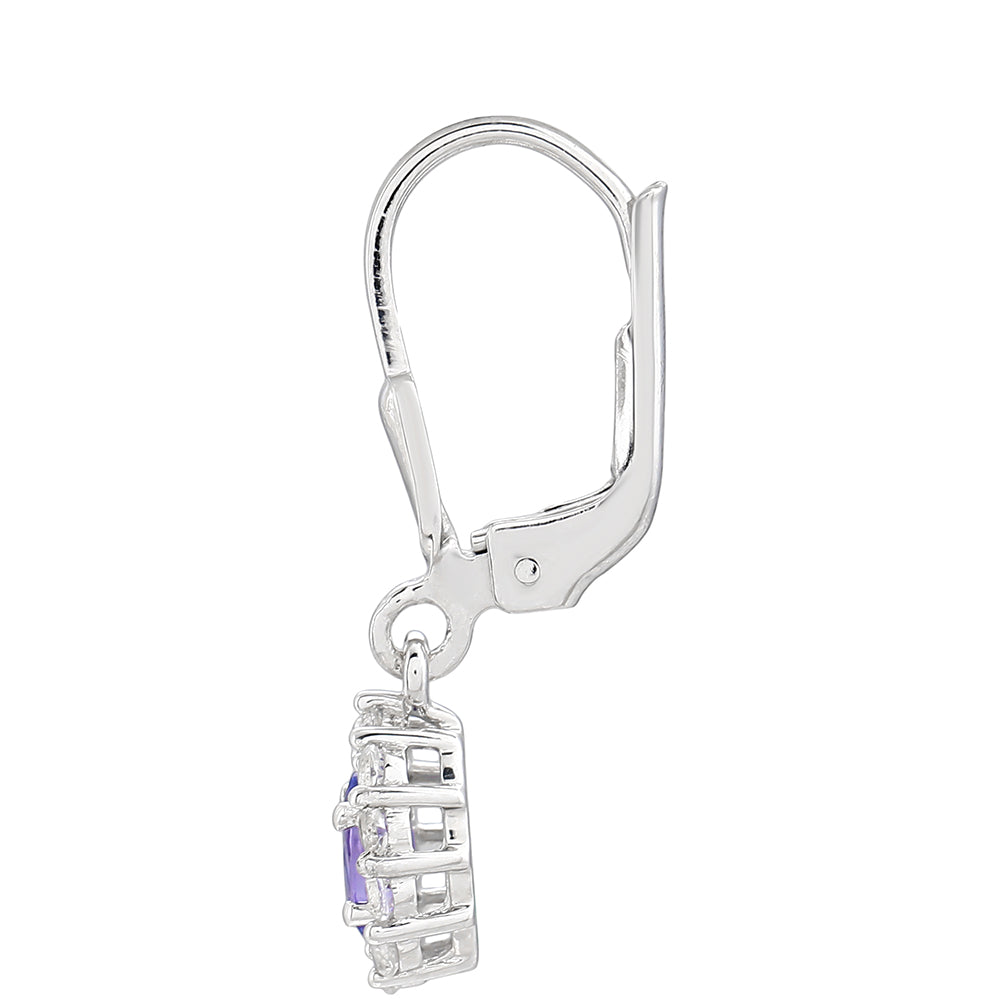 Cercei din Argint 925 ( 1.48 grame ) cu Tanzanit AAA și Topaz Alb 0.93 Carate