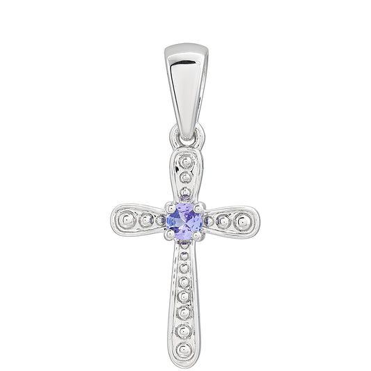 Cruce Pandantiv din Argint 925 ( 1.51 grame ) cu Tanzanit AAA 0.12 Carate