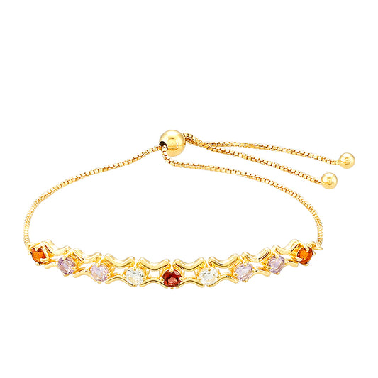 Brățară din Argint 925 Placat cu Aur ( 5.37 grame ) cu Ametist și Citrin Madeira 1.54 Carate