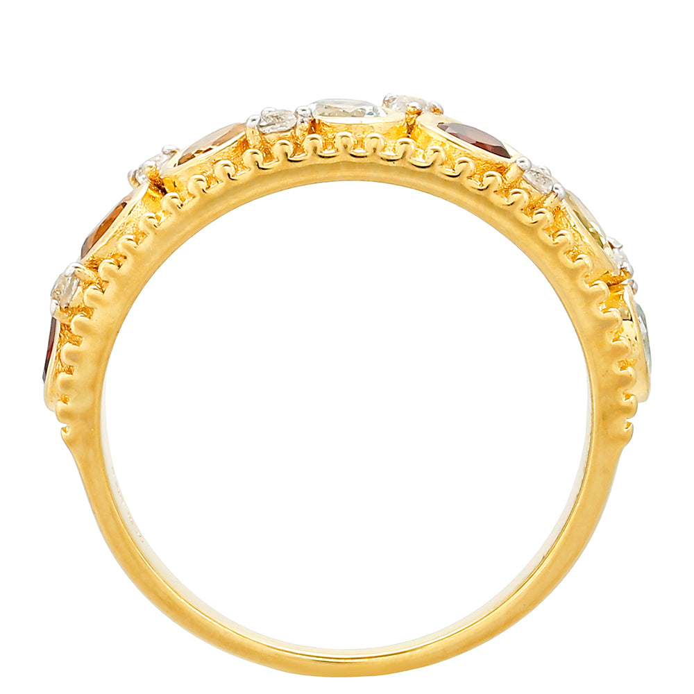 Inel din Argint 925 Placat cu Aur ( 4.24 grame ) cu Granat și Citrin Madeira 1.47 Carate