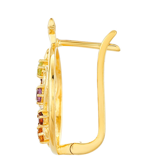 Cercei din Argint 925 Placat cu Aur ( 3.43 grame ) cu Ametist și Citrin 0.55 Carate