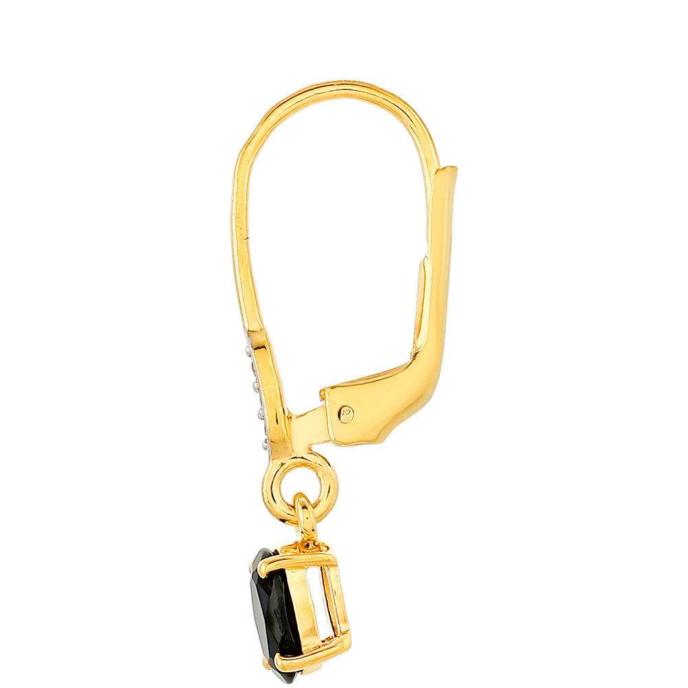 Cercei din Argint 925 Placat cu Aur ( 1.43 grame ) cu Turmalină Neagră și Topaz Alb 0.96 Carate