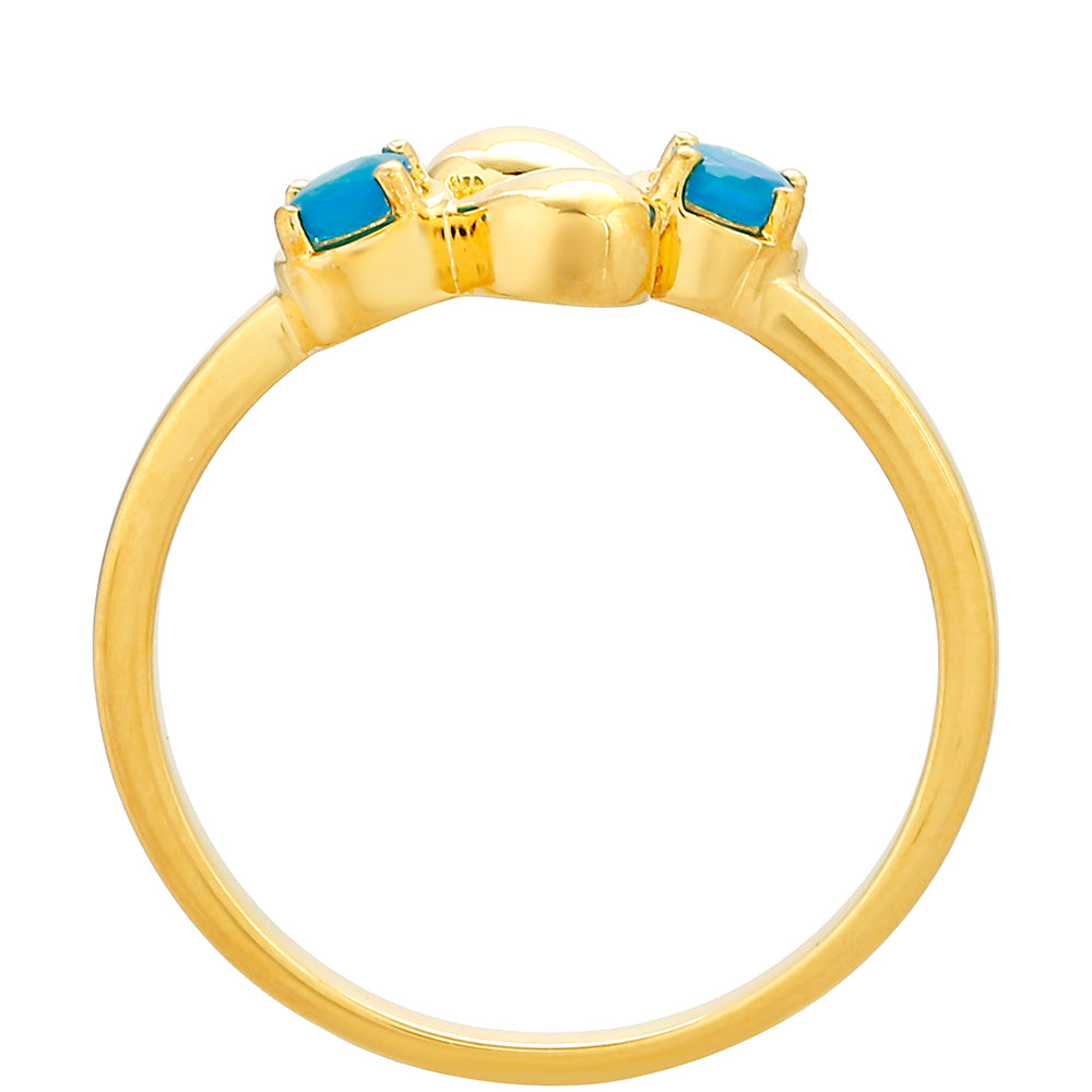 Inel din Argint 925 Placat cu Aur ( 2.37 grame ) cu Opal Albastru Etiopian Paraiba 0.15 Carate