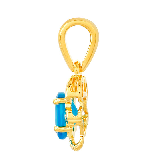 Pandantiv din Argint 925 Placat cu Aur ( 1.1 grame ) cu Opal Albastru Etiopian Paraiba 0.54 Carate