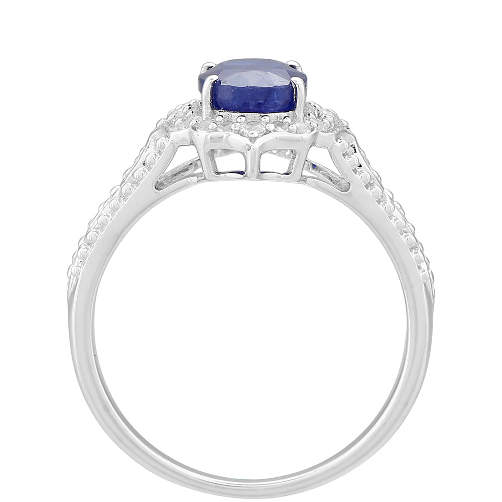 Inel din Argint 925 ( 2.4 grame ) cu Safir Thailandez și Topaz Alb 2.09 Carate