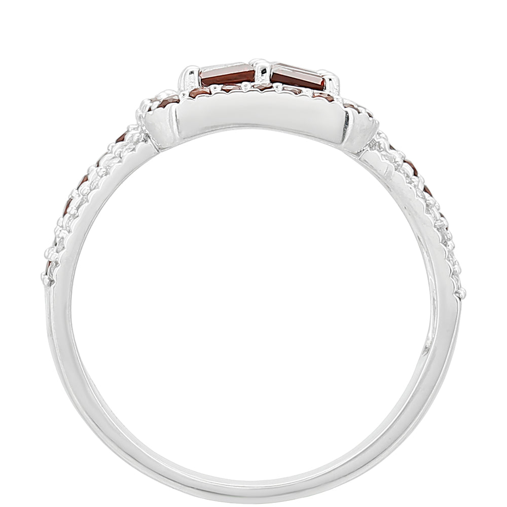 Inel din Argint 925 ( 3.91 grame ) cu Granat și Topaz Alb 2.05 Carate