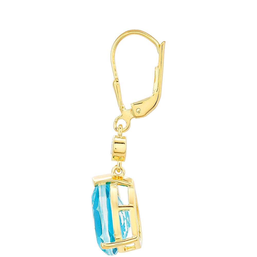 Cercei din Argint 925 Placat cu Aur ( 2.94 grame ) cu Cuarț Paraiba și Topaz Alb 6.6 Carate