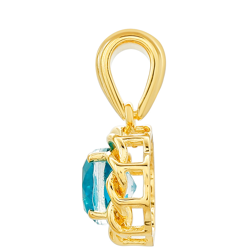 Pandantiv din Argint 925 Placat cu Aur ( 1.61 grame ) cu Cuarț Paraiba 1.53 Carate