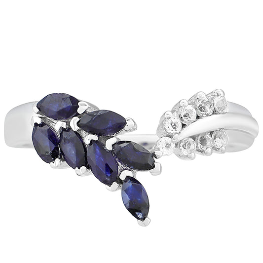 Inel din Argint 925 ( 2.98 grame ) cu Safir Thailandez și Topaz Alb 1.08 Carate