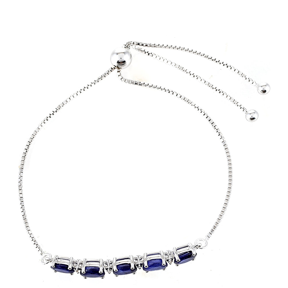 Brățară din Argint 925 ( 3.46 grame ) cu Safir Thailandez și Topaz Alb 3.35 Carate