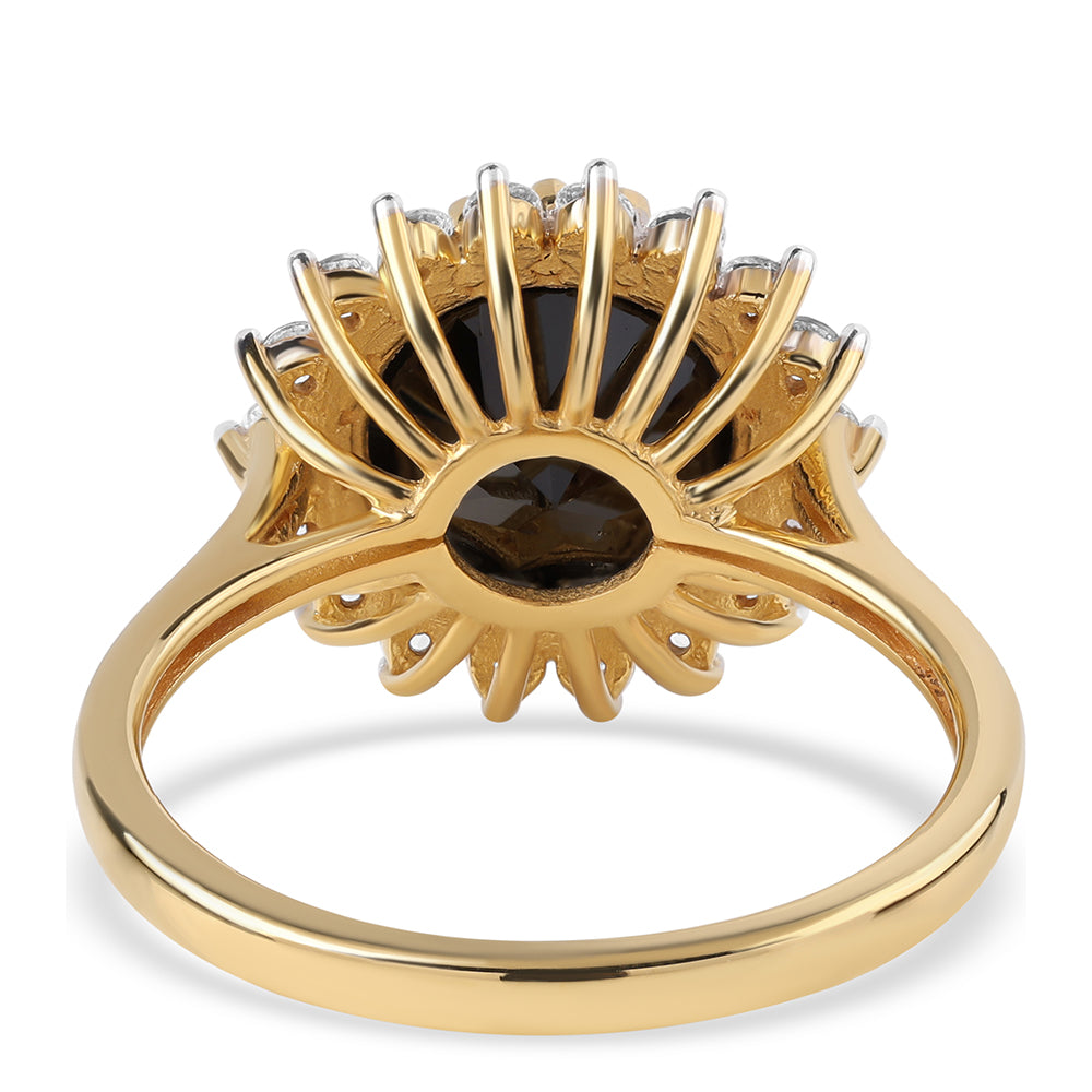 Inel din Argint 925 Placat cu Aur ( 3.38 grame ) cu Spinel Negru și Topaz Alb 6.54 Carate