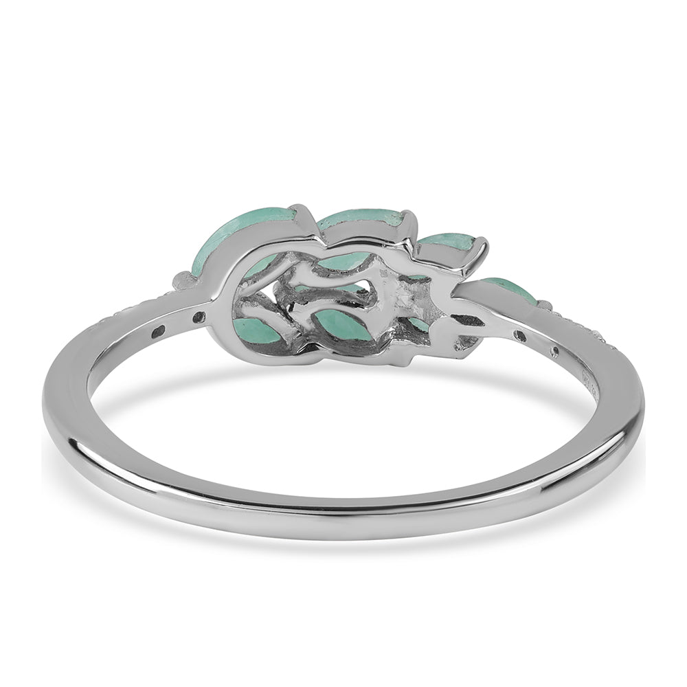 Inel din Argint 925 ( 1.72 grame ) cu Smarald Brazilian și Topaz Alb 1.06 Carate