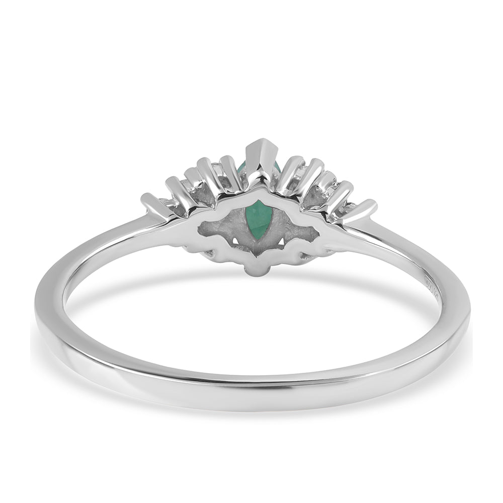 Inel din Argint 925 ( 1.76 grame ) cu Smarald Brazilian și Topaz Alb 0.65 Carate