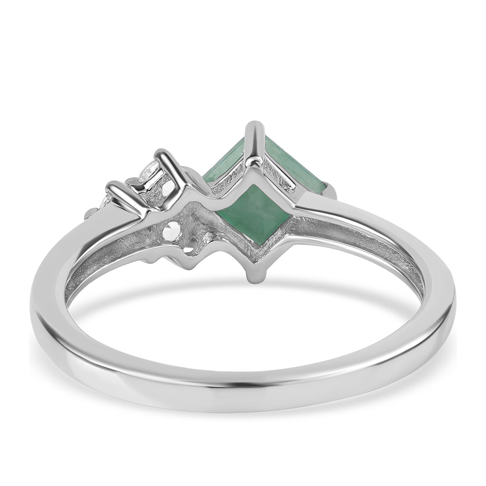 Inel din Argint 925 ( 1.96 grame ) cu Smarald Brazilian și Topaz Alb 0.63 Carate