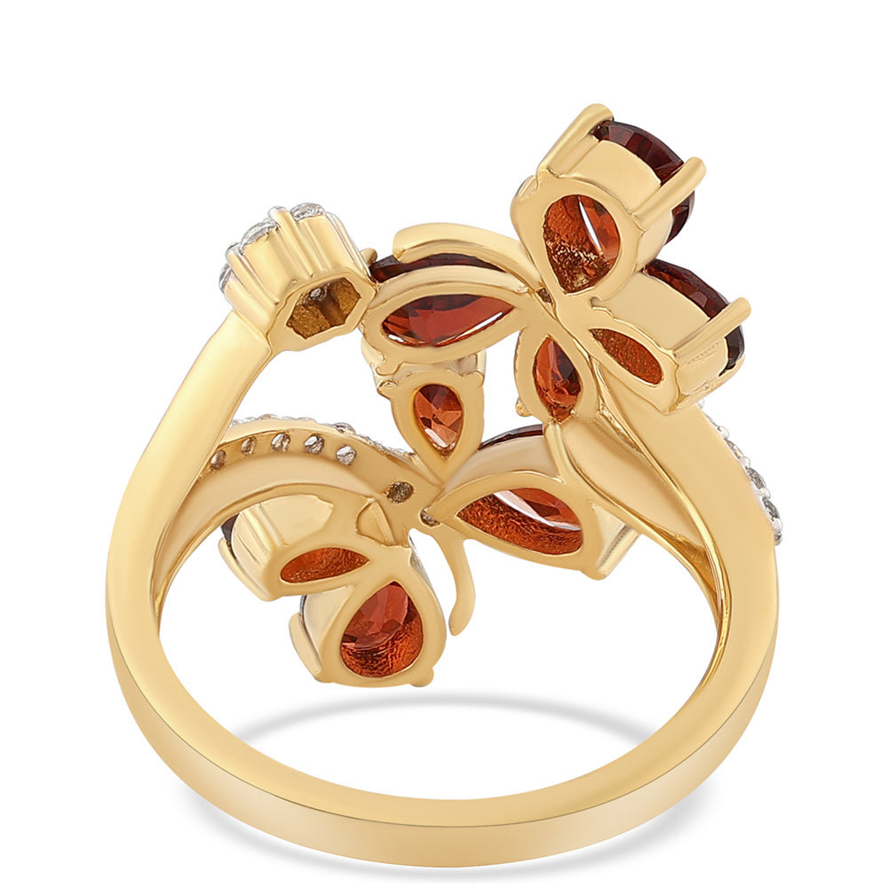Inel din Argint 925 Placat cu Aur ( 3.69 grame ) cu Granat Barton și Topaz Alb 3.4 Carate
