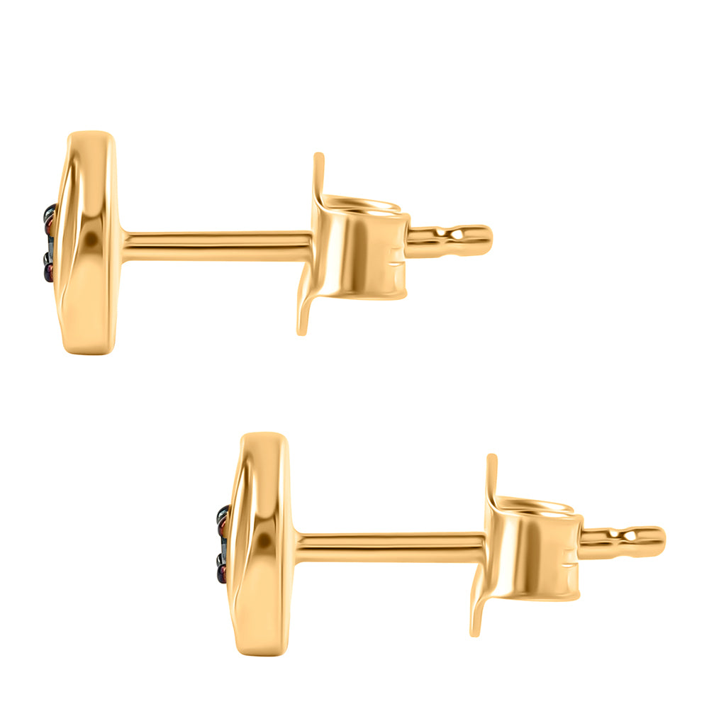 Cercei din Argint 925 Placat cu Aur ( 1.17 grame ) cu Diamant Albastru 0.03 Carate