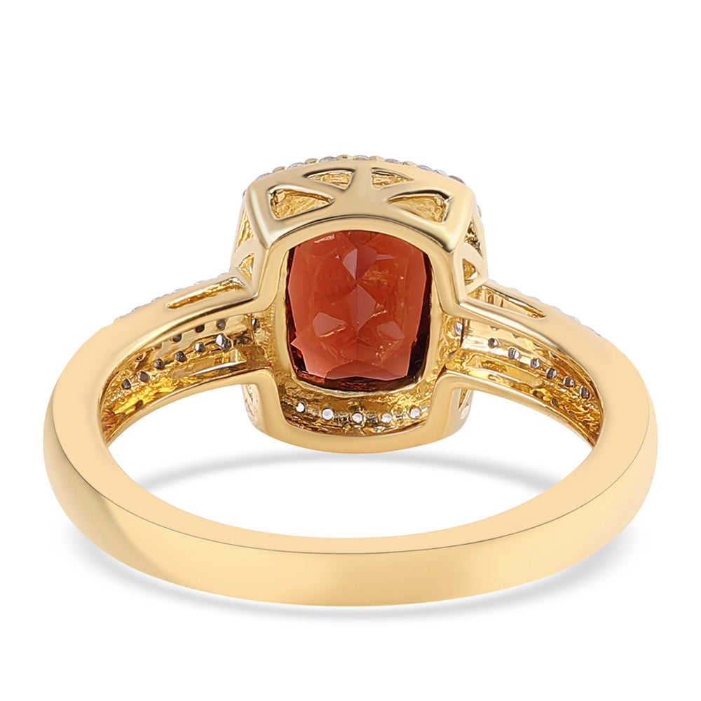 Inel din Argint 925 Placat cu Aur ( 2.95 grame ) cu Granat Barton și Topaz Alb 3.98 Carate