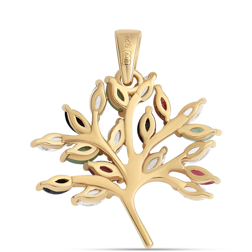 Pandantiv din Argint 925 Placat cu Aur ( 2.34 grame ) cu Rubin Thailandez și Smarald Brazilian 2.16 Carate