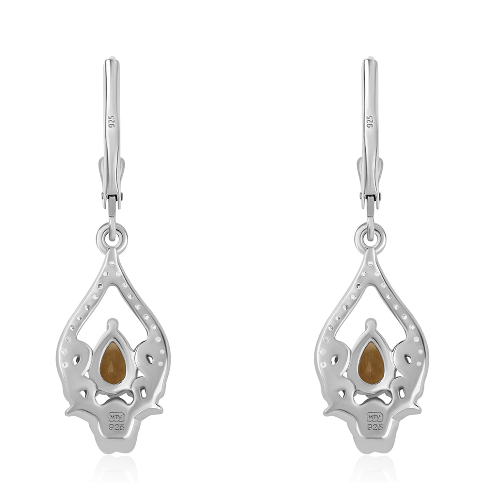 Cercei din Argint 925 ( 4 grame ) cu Citrin și Topaz Alb 1.12 Carate