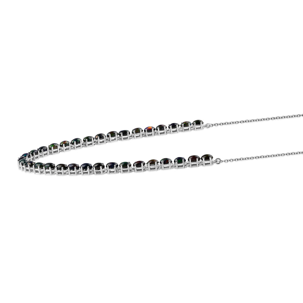 Colier din Argint 925 ( 7.37 grame ) cu Opal Etiopian Negru Lega Dembi 5.28 Carate
