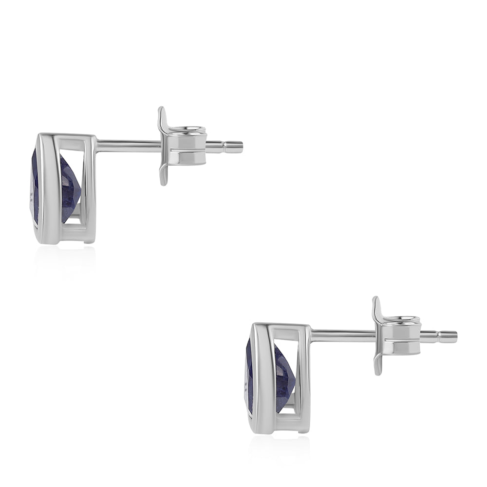 Cercei din Argint 925 ( 1.3 grame ) cu Safir Albastru Australian 1.8 Carate