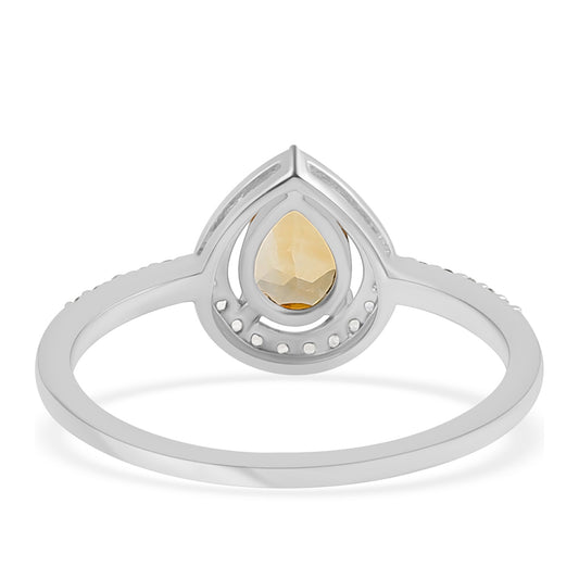Inel din Argint 925 ( 1.97 grame ) cu Citrin și Topaz Alb 0.91 Carate