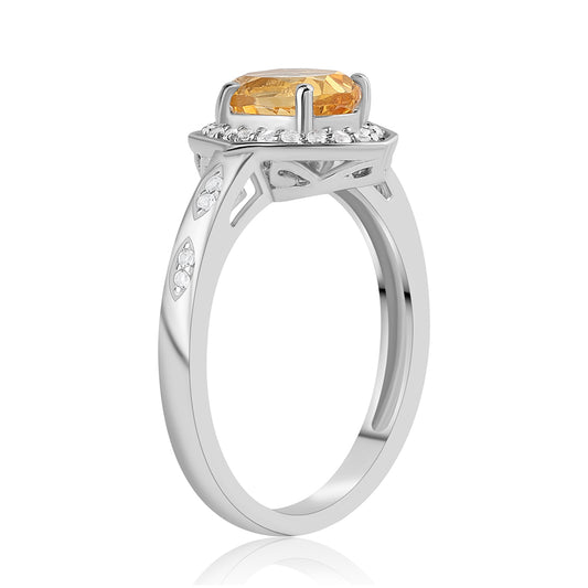Inel din Argint 925 ( 2.97 grame ) cu Citrin și Topaz Alb 1.43 Carate