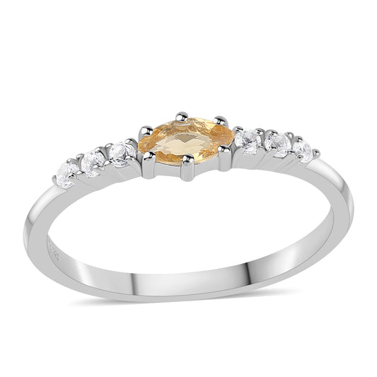Inel din Argint 925 ( 1.64 grame ) cu Citrin și Topaz Alb 0.66 Carate