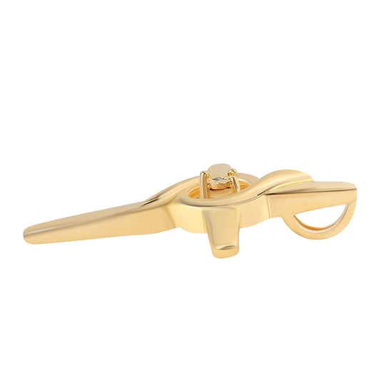 Cruce Pandantiv din Argint 925 Placat cu Aur ( 3.82 grame ) cu Diamant Verde 0.01 Carate