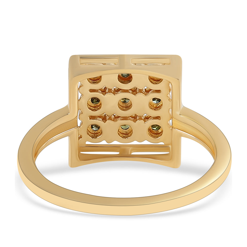 Inel din Argint 925 Placat cu Aur ( 3.58 grame ) cu Diamant Verde 0.05 Carate
