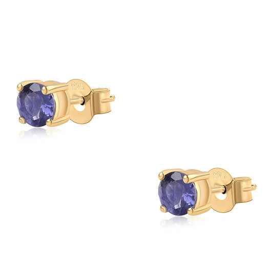 Cercei din Argint 925 Placat cu Aur ( 0.95 grame ) cu Iolit 0.88 Carate