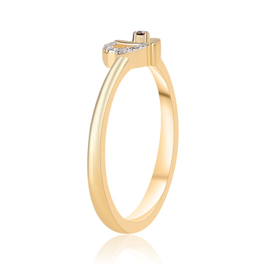 Inel din Argint 925 Placat cu Aur ( 2.33 grame ) cu Diamant Roșu și Diamant Alb 0.02 Carate