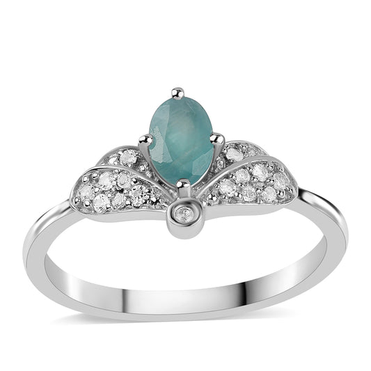 Inel din Argint 925 ( 1.95 grame ) cu Grandidierit și Topaz Alb 0.79 Carate