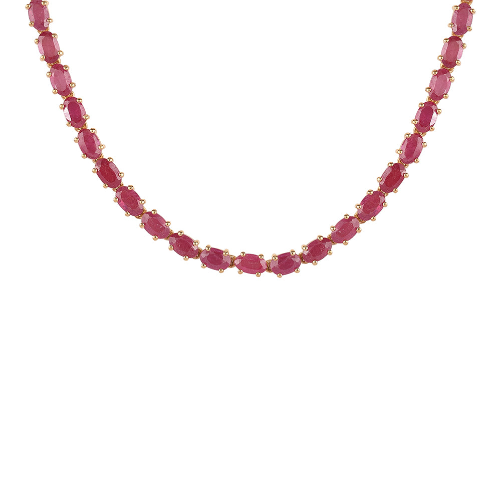 Colier din Argint 925 Placat cu Aur ( 8.33 grame ) cu Rubin Mozambic 15.68 Carate