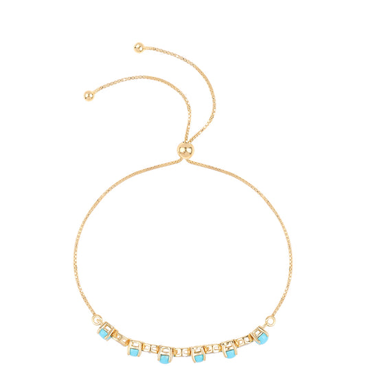 Brățară din Argint 925 Placat cu Aur ( 3.8 grame ) cu Turcoaz ”Frumoasa Adormită” și Topaz Alb 2.3 Carate