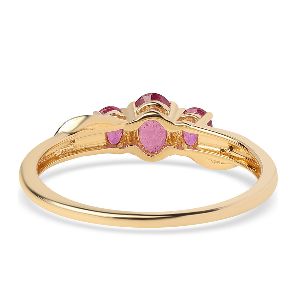 Inel din Argint 925 Placat cu Aur ( 1.65 grame ) cu Rubin Mozambic și Topaz Alb 1.12 Carate