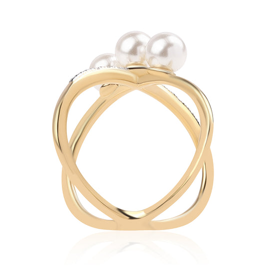 Inel din Argint 925 Placat cu Aur ( 4.7 grame ) cu Perlă de Apă Dulce Albă și Topaz Alb 5.72 Carate