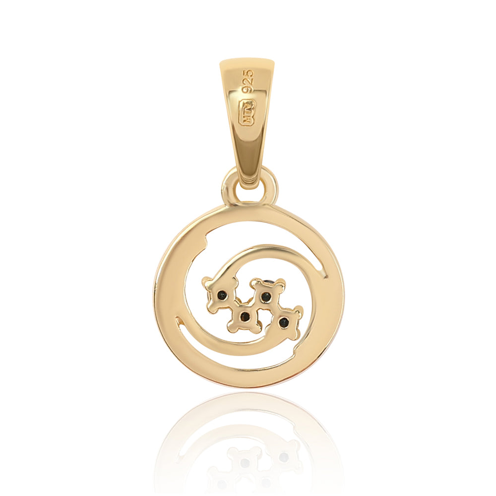 Pandantiv din Argint 925 Placat cu Aur ( 0.63 grame ) cu Diamant Albastru 0.04 Carate