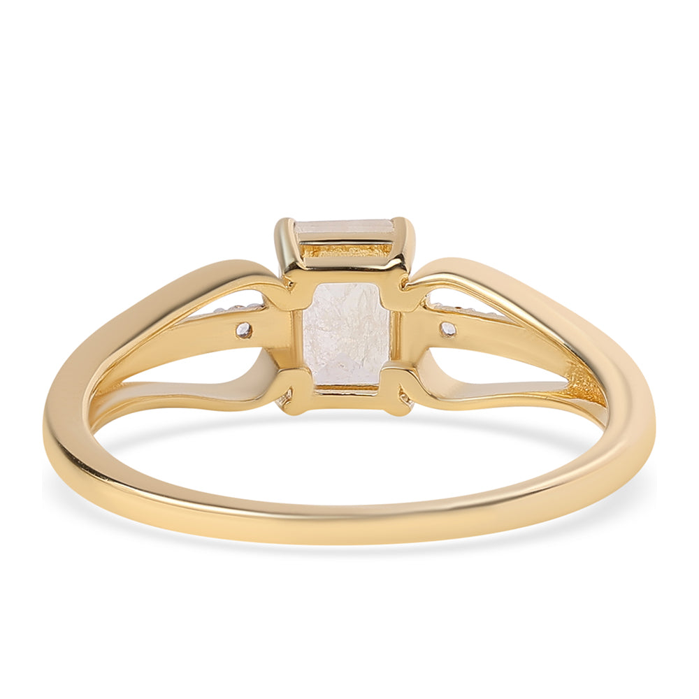 Inel din Argint 925 Placat cu Aur ( 2.03 grame ) cu Piatra Lunii Curcubeu Clasa ”AA” și Topaz Alb 1.38 Carate