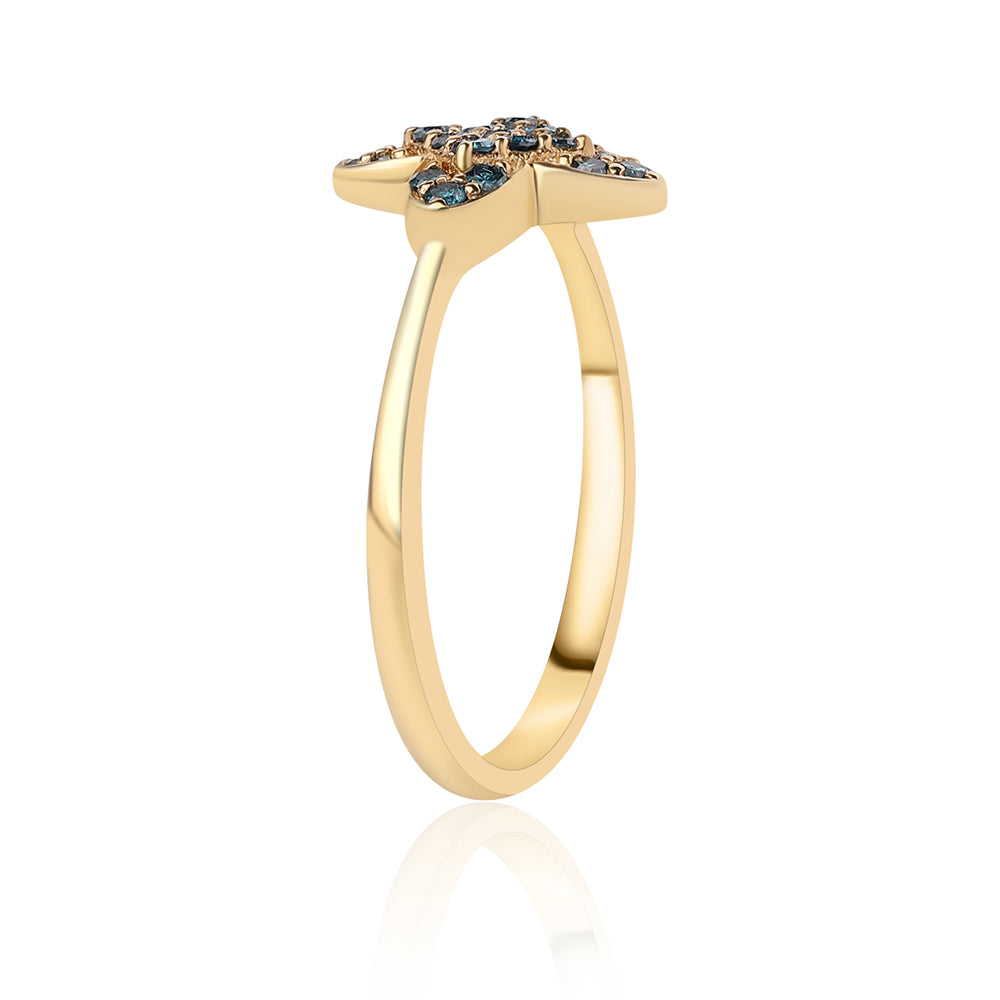 Inel din Argint 925 Placat cu Aur ( 1.74 grame ) cu Diamant Albastru 0.3 Carate