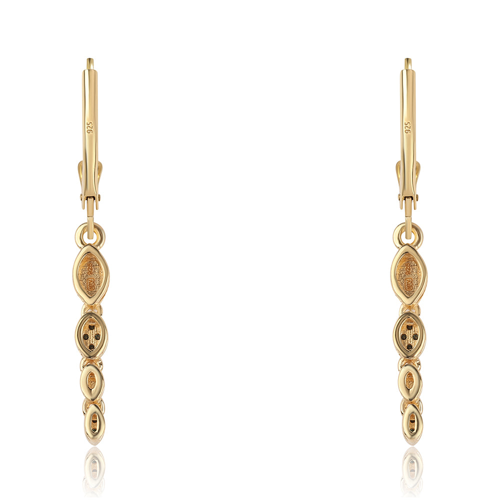 Cercei din Argint 925 Placat cu Aur ( 2.21 grame ) cu Diamant Albastru 0.06 Carate