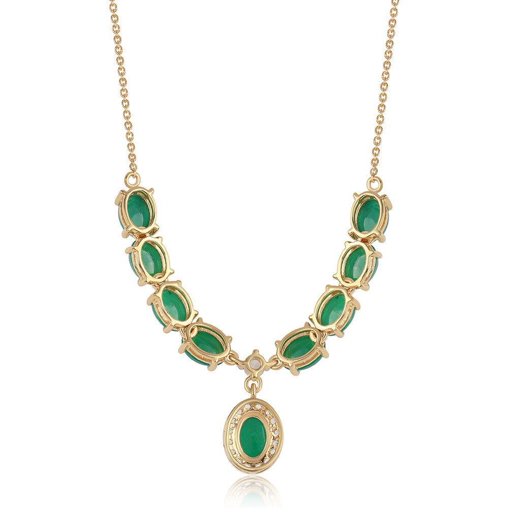 Colier din Argint 925 Placat cu Aur ( 5.26 grame ) cu Opal Verde Etiopian Lega Dembi și Topaz Alb 8.16 Carate