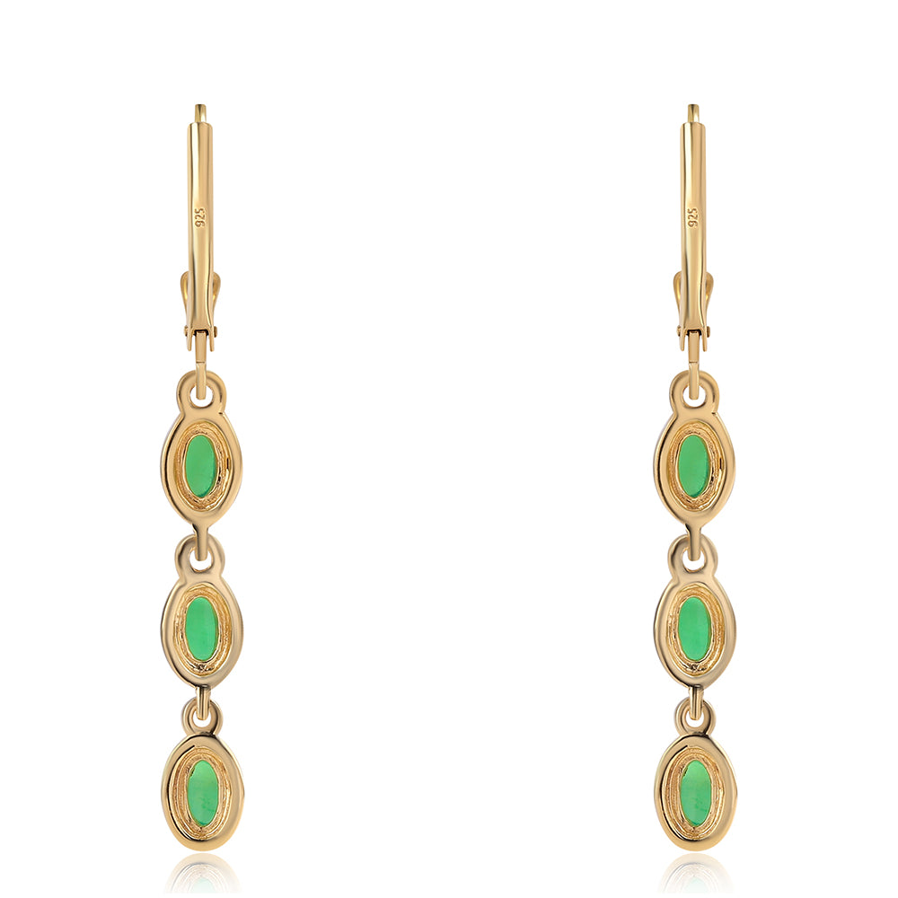 Cercei din Argint 925 Placat cu Aur ( 2.75 grame ) cu Opal Verde Etiopian Lega Dembi 0.96 Carate
