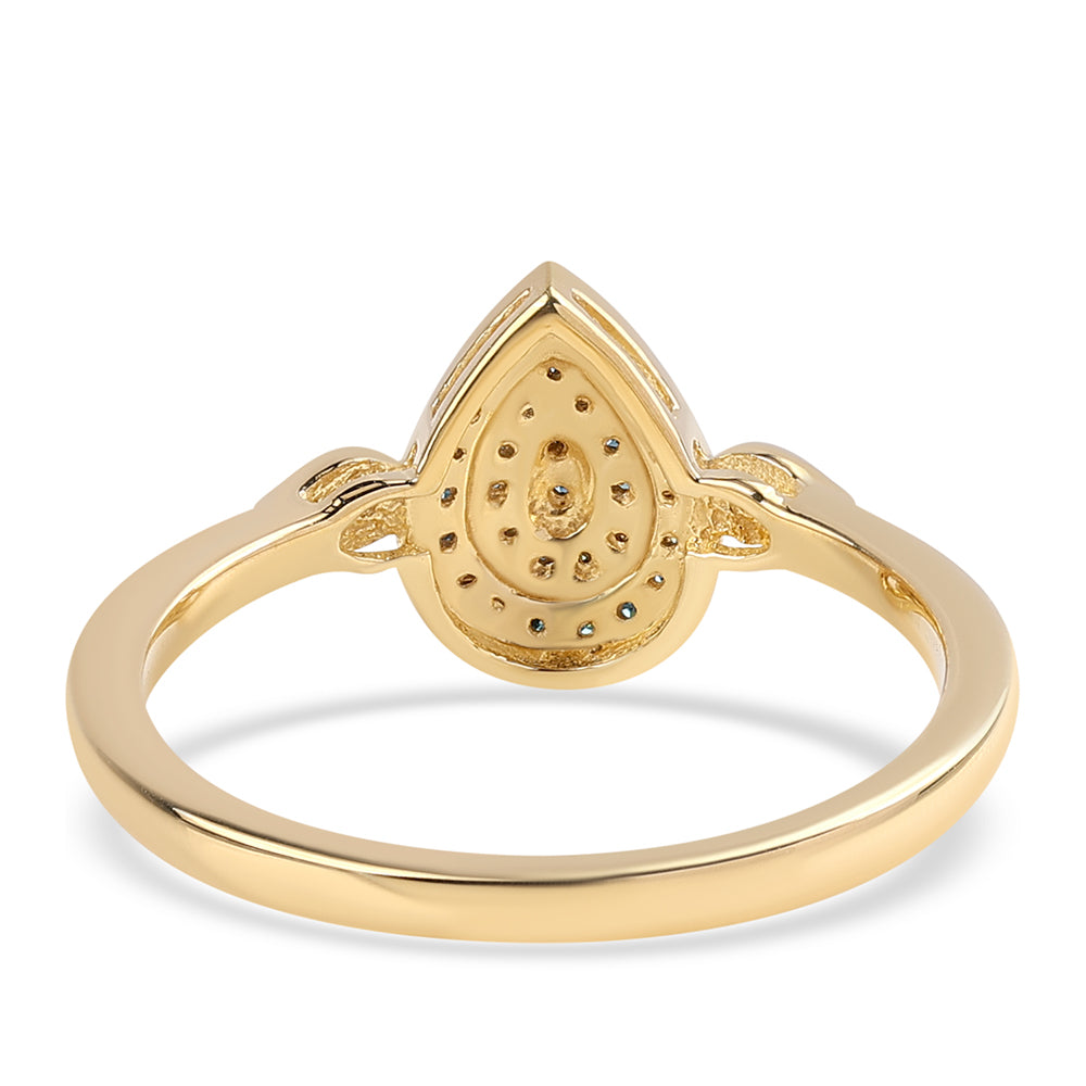 Inel din Argint 925 Placat cu Aur ( 1.87 grame ) cu Diamant Albastru 0.2 Carate