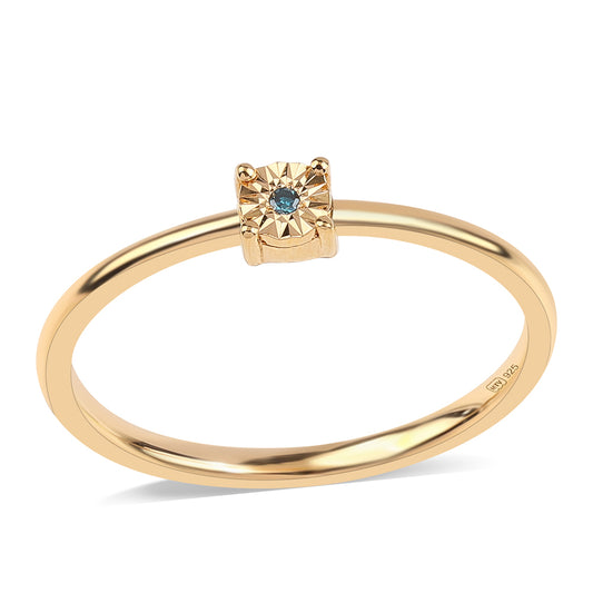 Inel din Argint 925 Placat cu Aur ( 1.63 grame ) cu Diamant Albastru 0.01 Carate